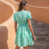 V-Neck Printed Puff Sleeve Dress nihaostyles clothing wholesale NSGNX82792