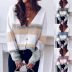 V-Neck Buttoned Striped Stitching Sweater Cardigan NSMMY82807