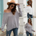 V-Neck Off-the-shoulder knitted sweater nihaostyles wholesale clothing NSMMY82820