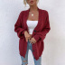 V-Neck Single-Breasted Mid-Length Knitted Cardigan NSMMY82824