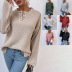 Round Neck Buttoned Split Knitted Sweater NSMMY82825
