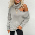 High Round Lapel Leaking Shoulder Knitted Sweater NSMMY82828