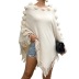 Round Neck Solid Color Knitted Tassel Cloak Shawl NSMMY82831