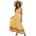 V-neck Printed short sleeve Dress nihaostyles clothing wholesale NSGNX82836