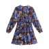 V-neck floral print belted dress nihaostyles wholesale clothing NSAM82874