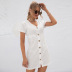 V-neck single-Breasted Dress nihaostyles clothing wholesale NSGNX82882