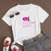 lip letter printing casual short-sleeved T-shirt nihaostyles clothing wholesale NSYAY83626