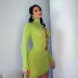 Solid Color Long-Sleeved Hollow Slim Dress NSLJ87683