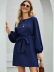 pure color lace up long-sleeved dress nihaostyles clothing wholesale NSCX90285