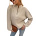 V-neck zipper lantern sleeve sweater nihaostyles clothing wholesale NSMMY90303