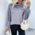 solid color turtleneck lapel pullover sweater nihaostyles clothing wholesale NSMMY90307