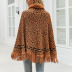 Leopard Print Fur Collar Coat With Fringed Hem NSMMY90313