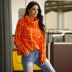 irregular square lattice lapel sweater nihaostyles clothing wholesale NSMMY90330