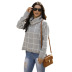 irregular square lattice lapel sweater nihaostyles clothing wholesale NSMMY90330