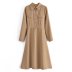 solid color long-sleeved lapel belted shirt dress nihaostyles wholesale clothing NSAM90413
