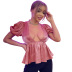 sexy retro short-sleeved deep V loose hem top nihaostyles wholesale clothing NSGHW90650