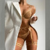 Embroidery Lace Mesh Four-Piece Sexy Lingerie Set NSWY90834