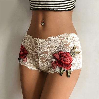 Flower Embroidery Lace Trim Hollow Sexy Panties Nihaostyles Wholesale Clothes NSMDS90933