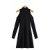 autumn and winter long-sleeved high collar off-shoulder knitted dress nihaostyles wholesale clothing NSAM91027