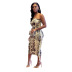 casual snake print tube top tassels on both sides dress nihaostyles wholesale clothing NSRM91057