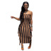 sexy stripped printed tube top with tassels on both sides dress nihaostyles wholesale clothing NSRM91058