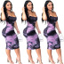 sexy tie-dye tight package hip pleated suspender dress nihaostyles wholesale clothing NSRM91062
