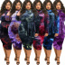 autumn plus size long-sleeved tie-dye printing bowknot dress nihaostyles wholesale clothing NSBMF91101
