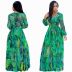 plus size long-sleeved v-neck digital print big swing chiffon dress nihaostyles wholesale clothing NSBMF91105