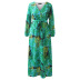 plus size long-sleeved v-neck digital print big swing chiffon dress nihaostyles wholesale clothing NSBMF91105