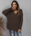  long-sleeved V-neck thick twist loose knitted hooded sweater nihaostyles wholesale clothing NSOY91115