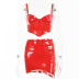 Pu Leather Camisole High Waist Skirt 2 Piece Set NSFD91146