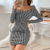 slim houndstooth dress nihaostyles wholesale clothes NSAL91156