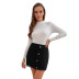 stitching straight solid color black skirt nihaostyles clothing wholesale NSAL91190