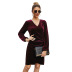 solid color long sleeves V-neck dress nihaostyles clothing wholesale NSAL91196