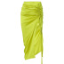Solid Color Drawstring Slit Skirt NSHTL91247