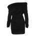autumn long-sleeved heaped collar hooded slim dress nihaostyles wholesale clothing NSHTL91262