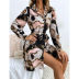 Long Sleeve V-neck lace-up Printed Dress nihaostyles wholesale clothes NSJM91268