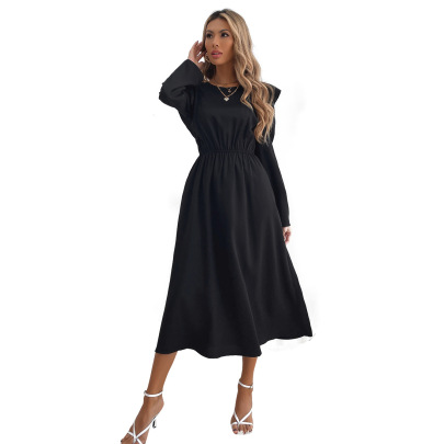 Long-sleeved Folds Dress Nihaostyles Wholesale Clothes NSJM91302