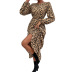 leopard print slit dress nihaostyles wholesale clothes NSJM91306