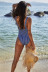 Deep V-Neck Striped Waist Trim Sling One-Piece Swimsuit NSLM91344