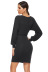 solid color V-neck knitted dress nihaostyles clothing wholesale NSLM91347