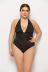 V-neck plus size one-piece swimsuit nihaostyles clothing wholesale NSLM91355