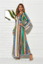 printed lace-up long-sleeved V-neck ethnic dress nihaostyles clothing wholesale NSLM91361
