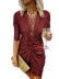 autumn sexy flashing long-sleeved V-neck stretch pleated dress nihaostyles wholesale clothing NSJRM91370