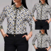 Spring long-sleeved lapel Printed blouse nihaostyles wholesale clothing NSXIA93491
