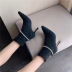 winter pointed toe rhinestone suede short stiletto boots nihaostyles wholesale clothing NSSO91619