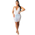 Sequin Printed Sling Tassel Dress NSCYF91642
