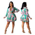 Long Sleeve Lace-Up Pleated 2 Piece Skirt Set NSCYF91652