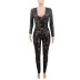 sequins Slim perspective deep V-neck jumpsuit nihaostyles wholesale clothes NSCYF91655