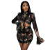 hollow strappy horn cuff sequin dress nihaostyles wholesale clothes NSCYF91662